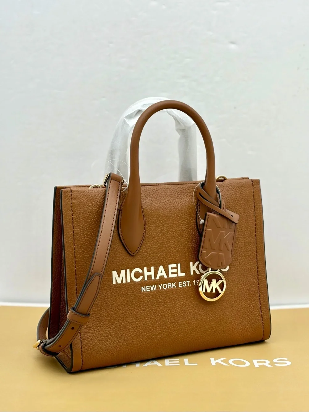 Michael Kors Mirella Small Shopper Top Zip Tote Crossbody Luggage